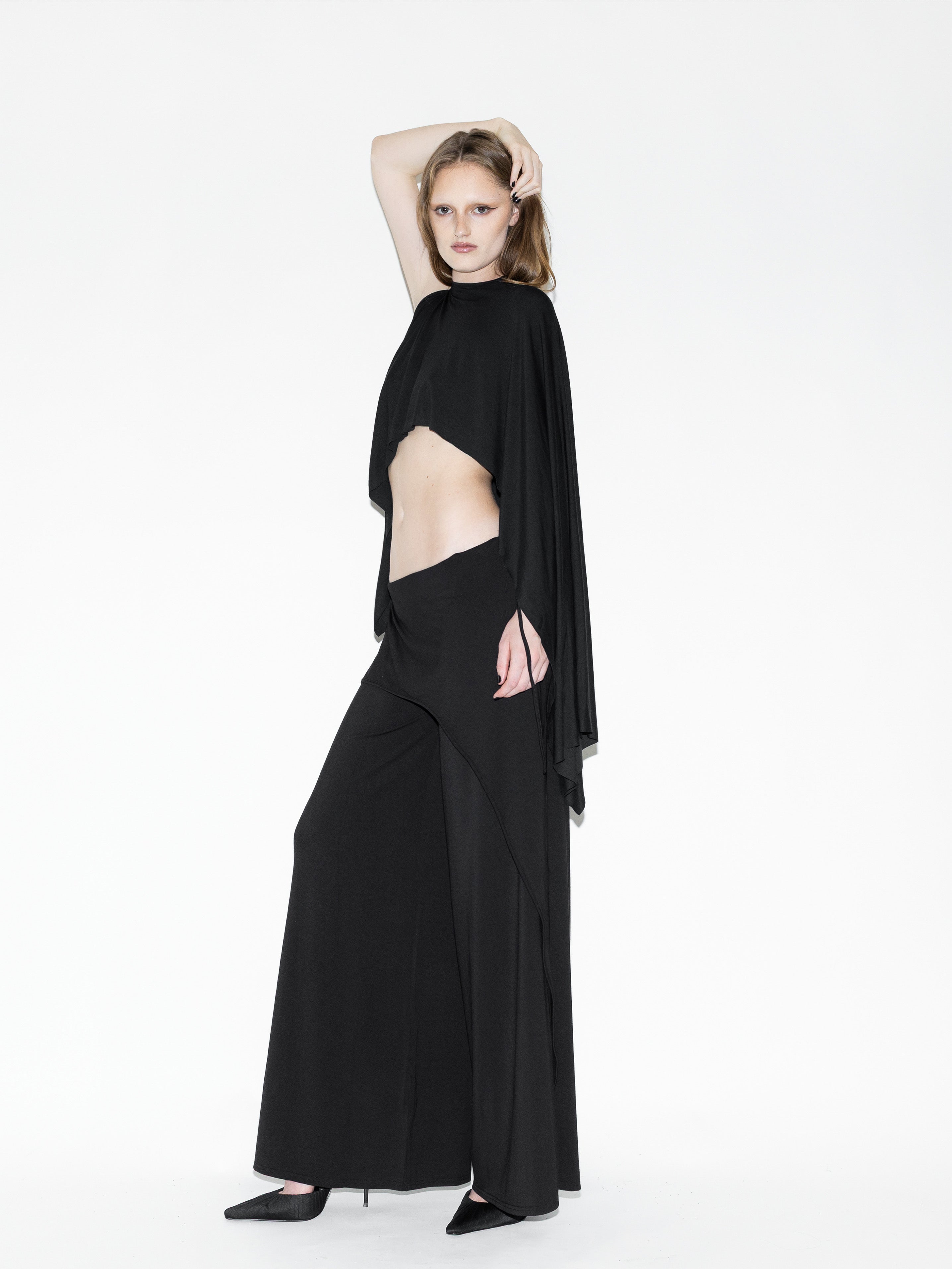 Draped Bat Pant Black