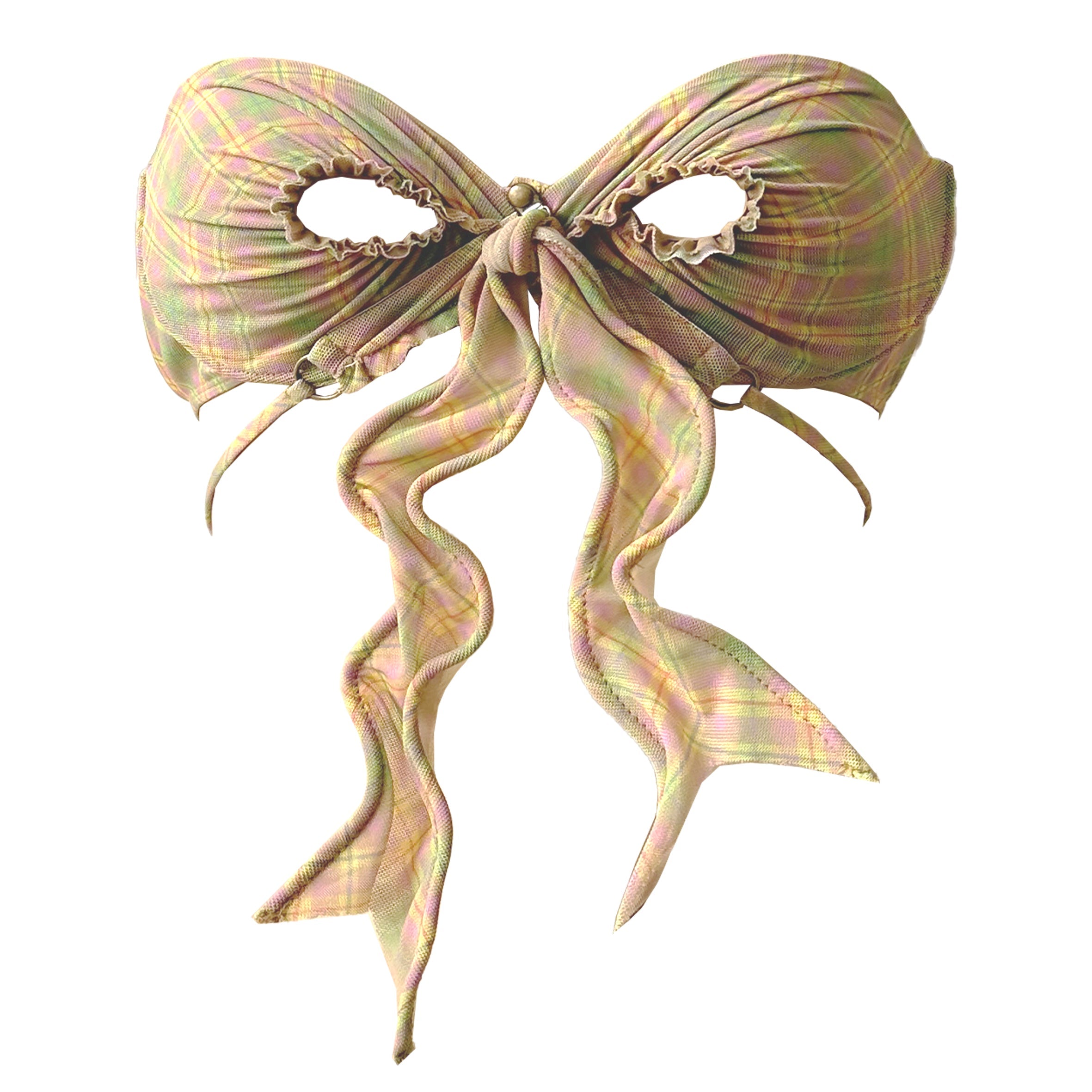 Mesh Bowkini Top and Bottom Set Lunar Tartan