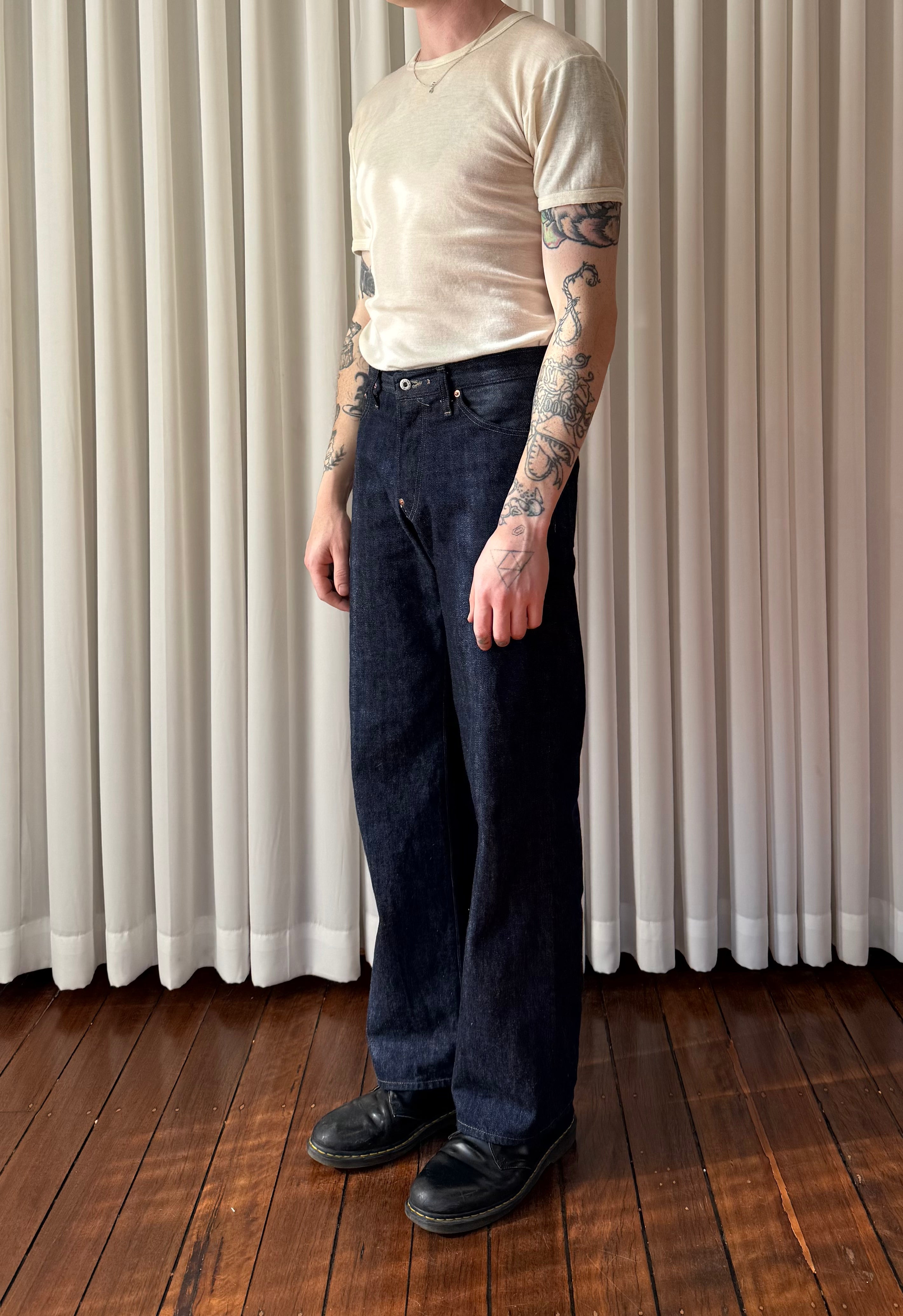 Wide Leg Pleated Denim 13oz