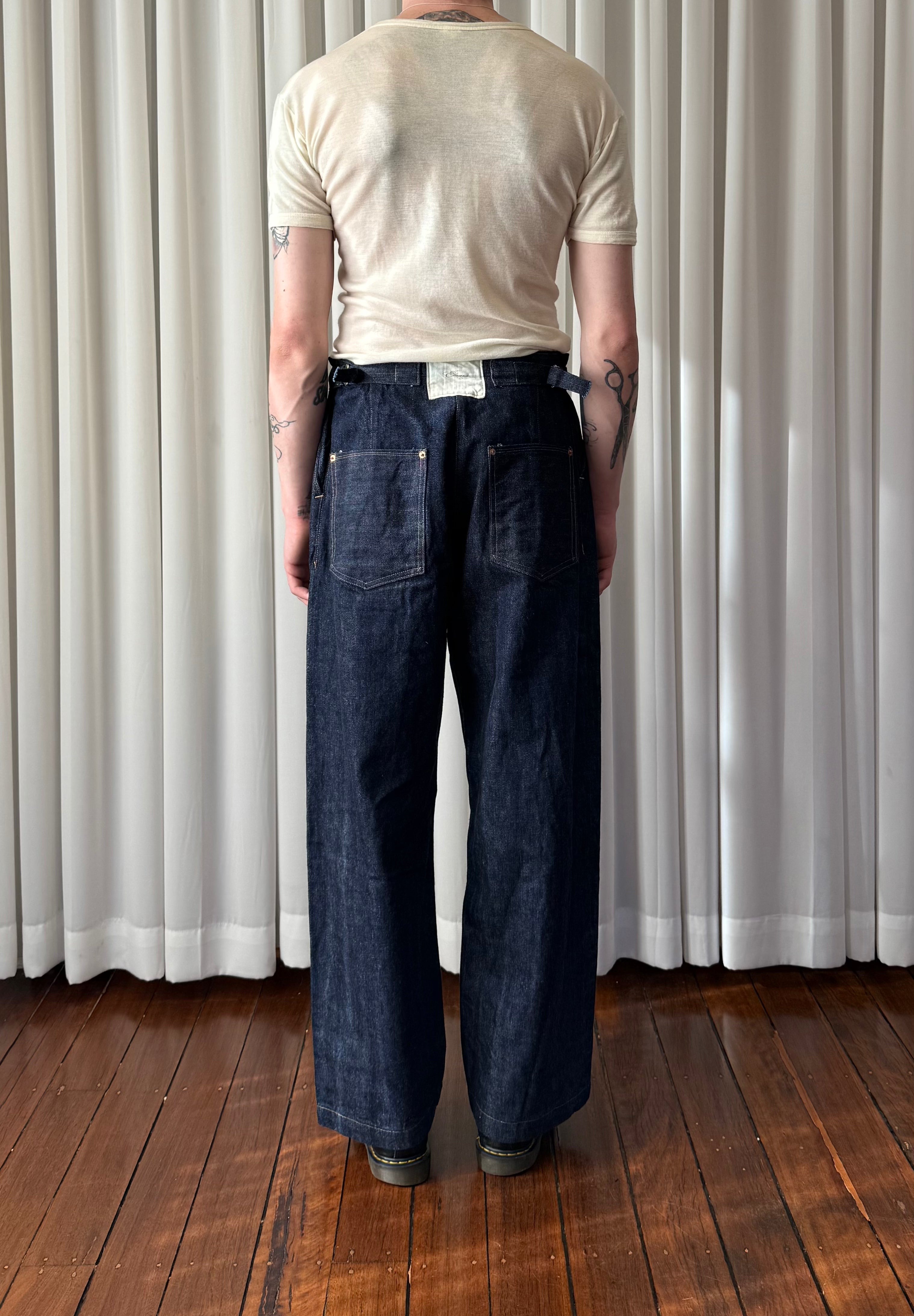 Wide Leg Pleated Denim 13oz