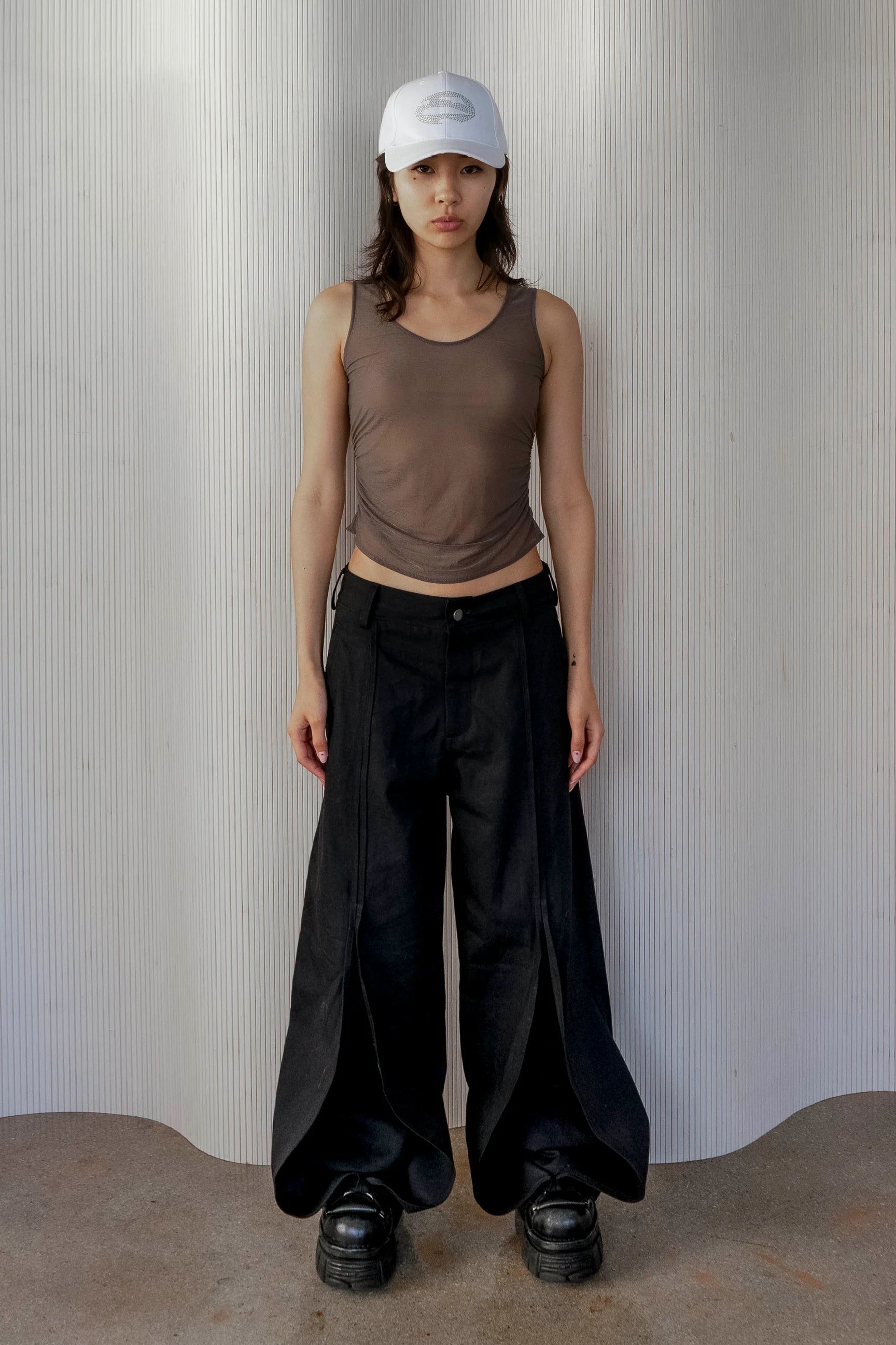 Ruched Sheer Tank