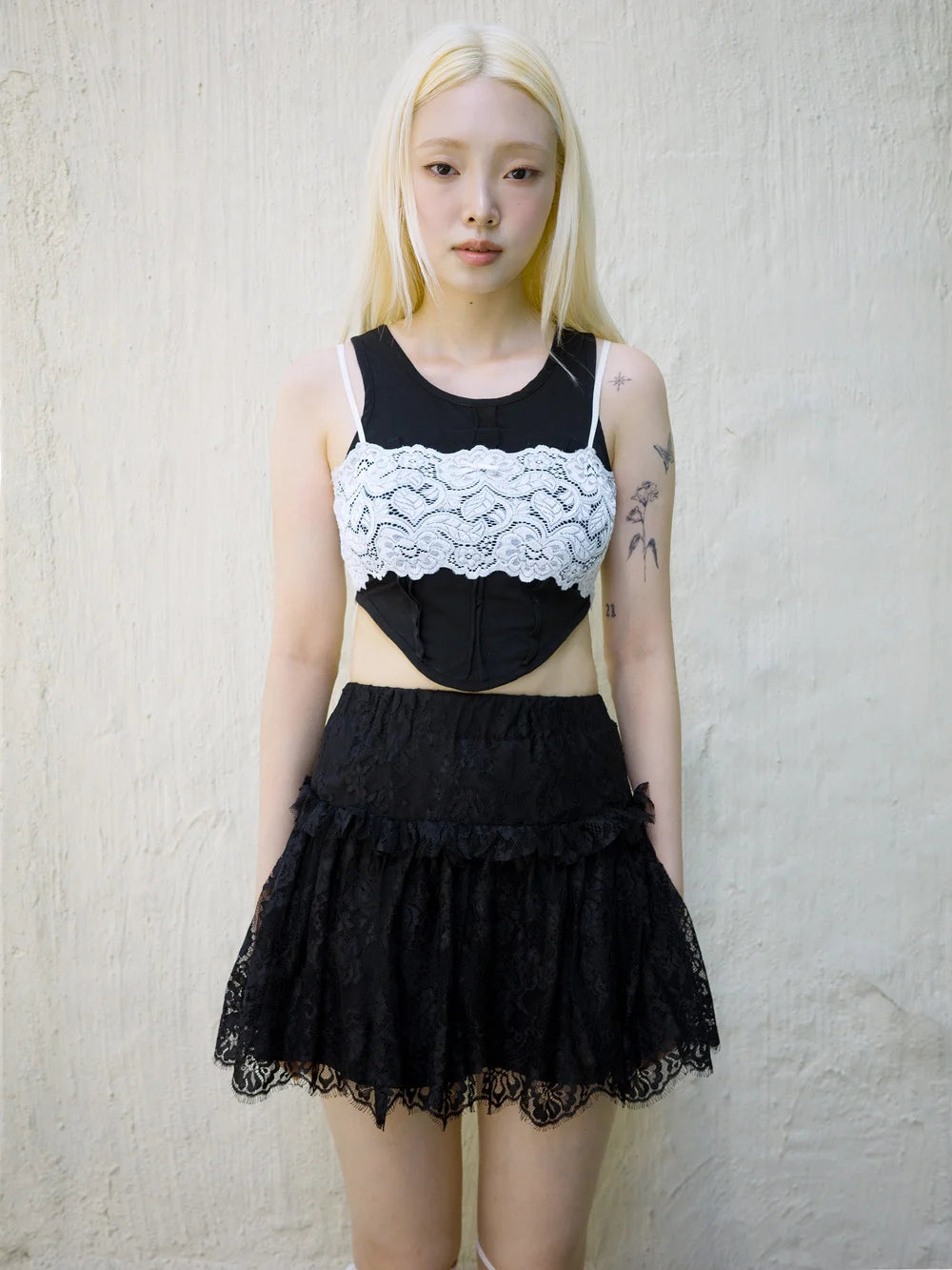 Ami Ruffle Mini Skirt - Black