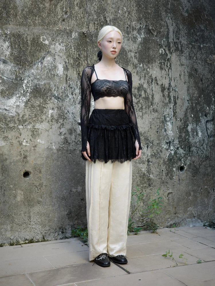 Ami Ruffle Mini Skirt - Black