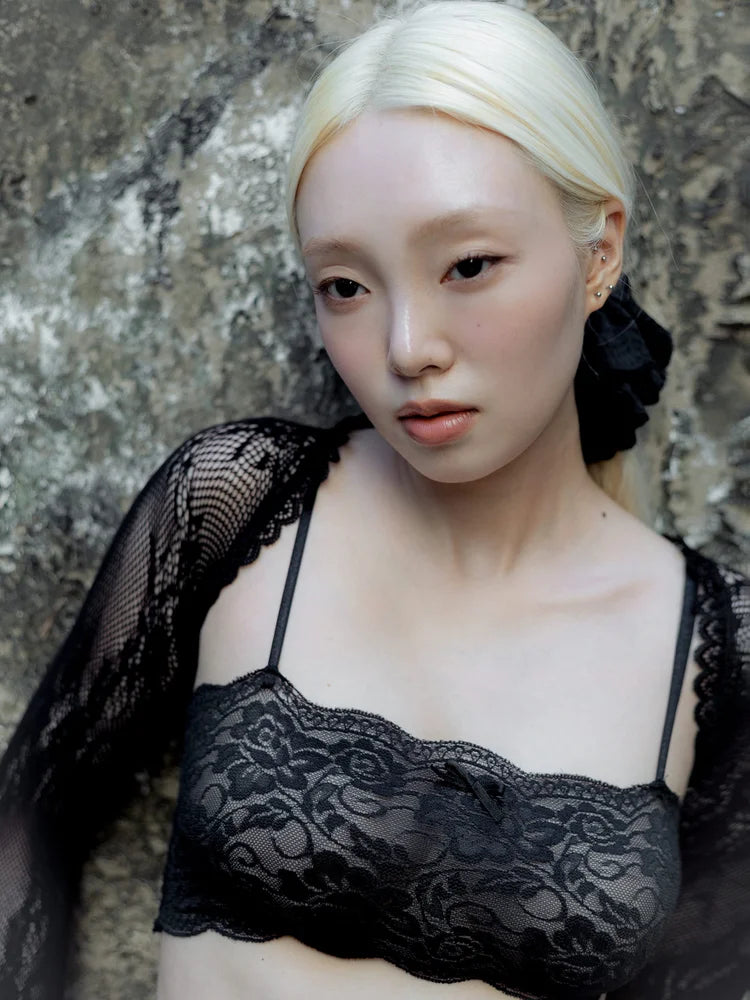 Marie Lace Scrunchies - Black