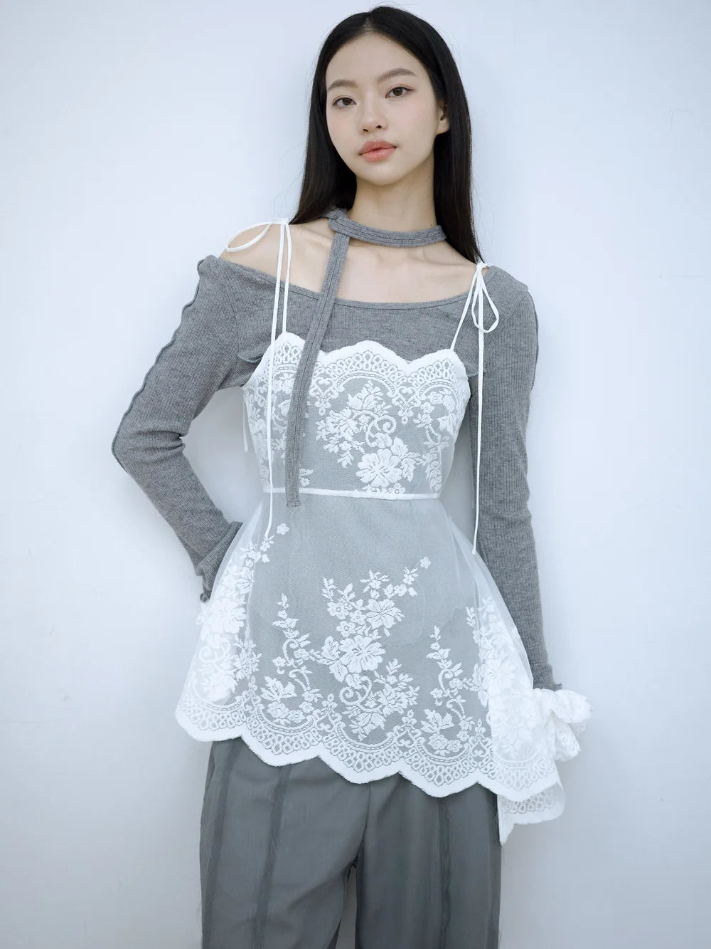 Pina Multiway Rib Top - Grey