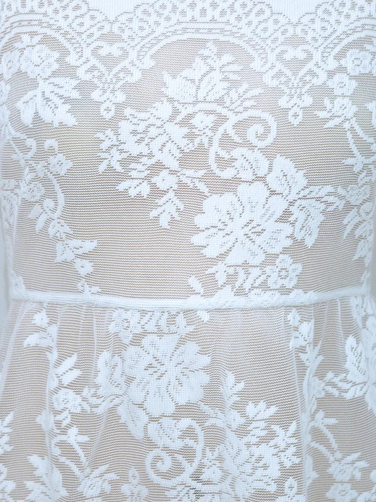 Simone Open-Back Slip Dress - White Lace