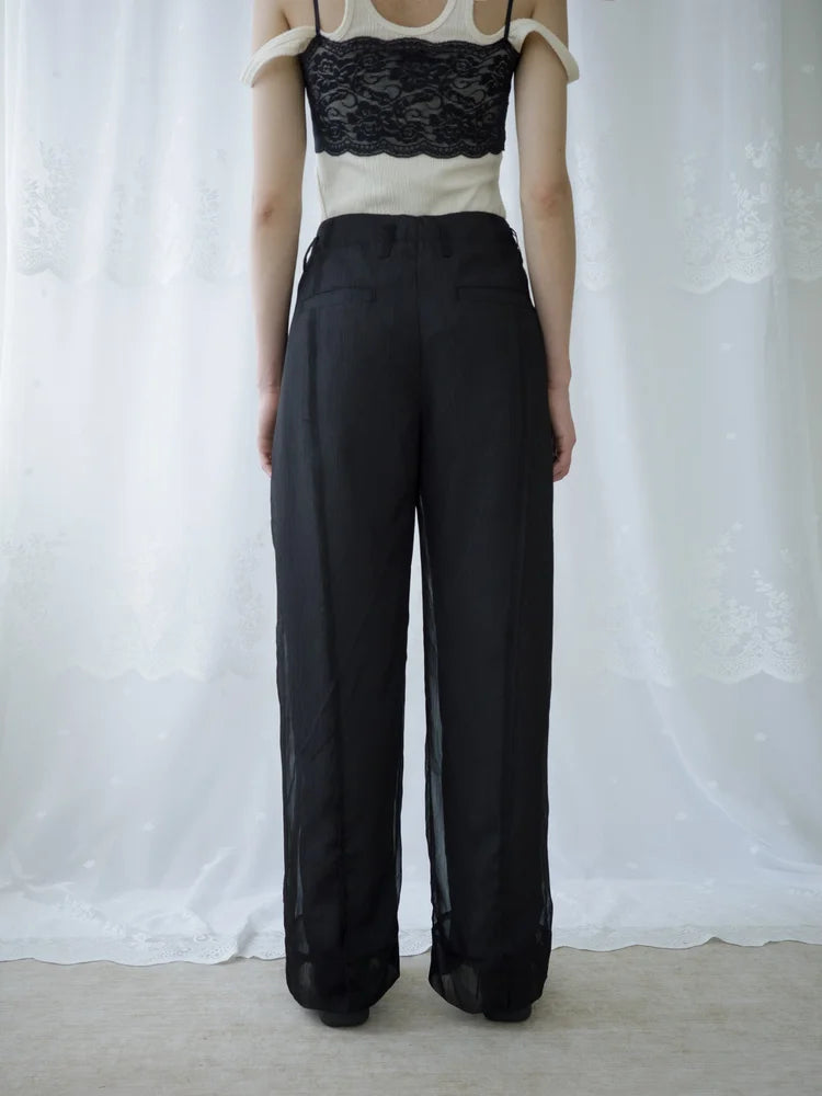 Tia Layered Trousers - Black Chiffon