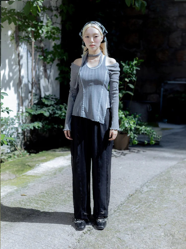 Tia Layered Trousers - Black Chiffon