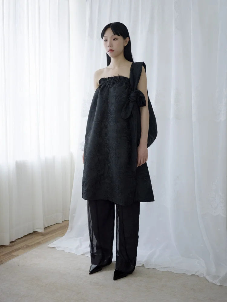 Tia Layered Trousers - Black Chiffon