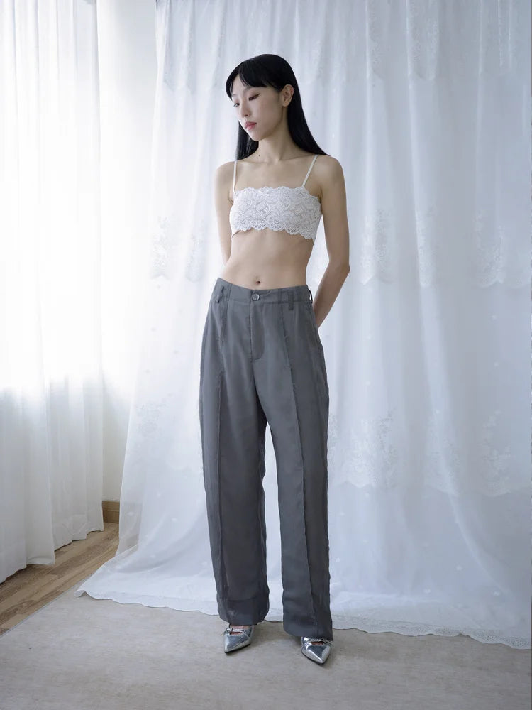 Tia Layered Trousers - Grey Chiffon