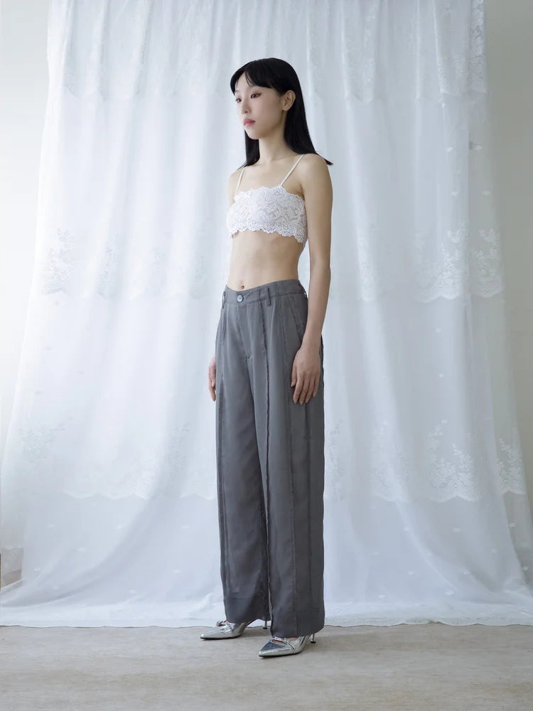 Tia Layered Trousers - Grey Chiffon