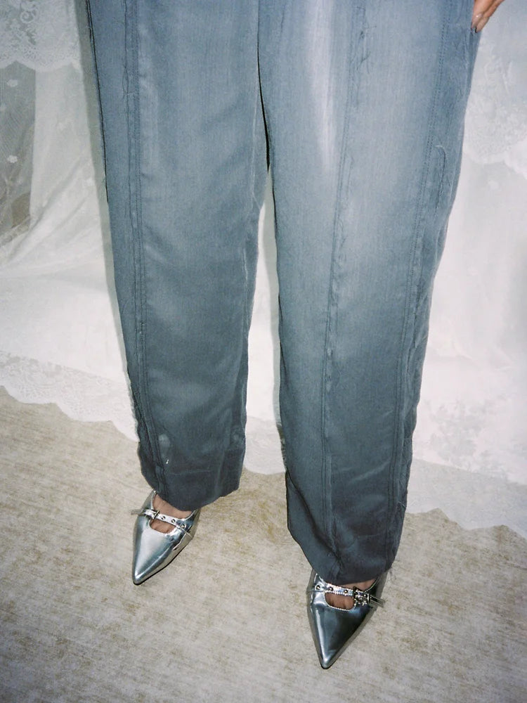 Tia Layered Trousers - Grey Chiffon