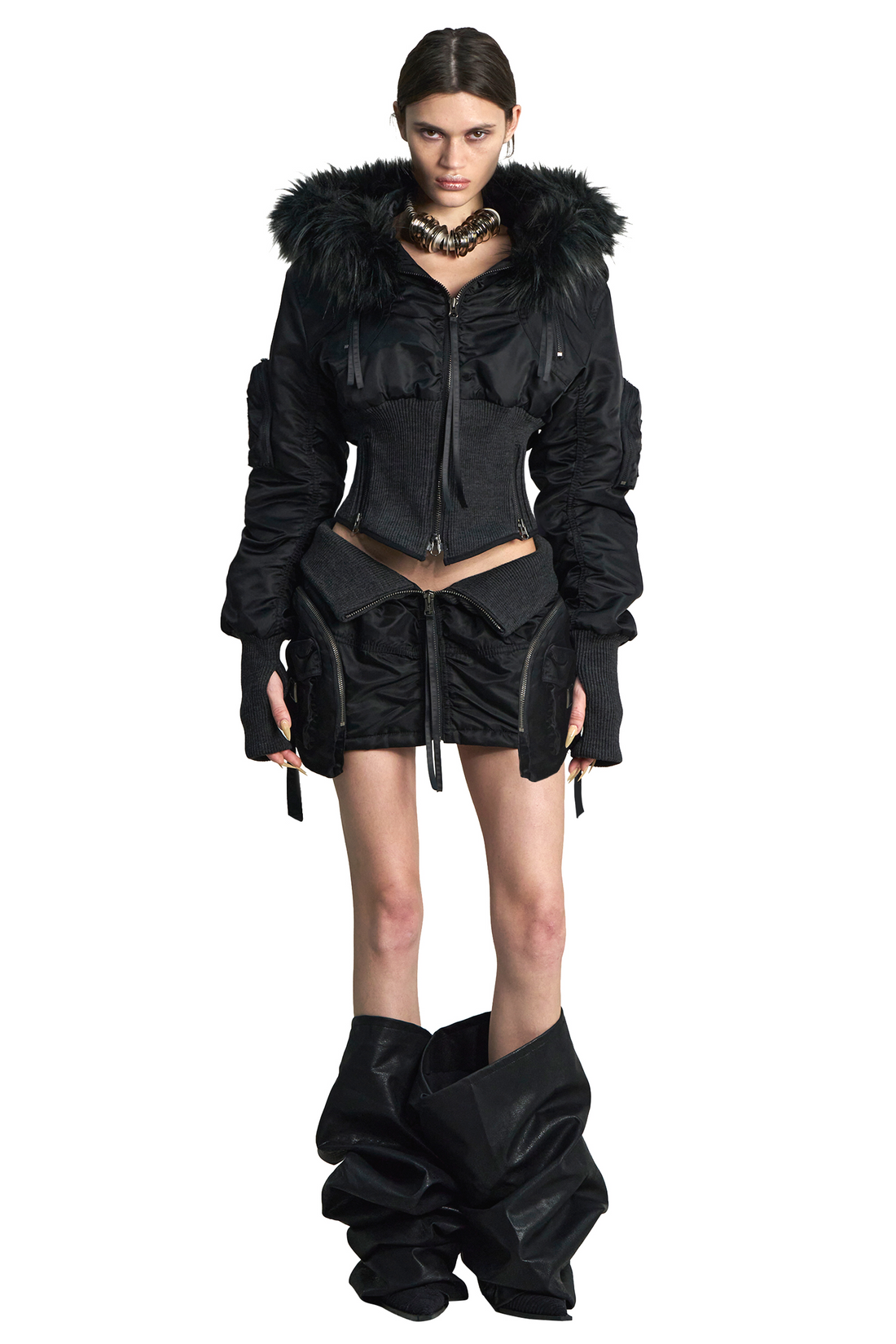 Voline Papped Zip Skirt