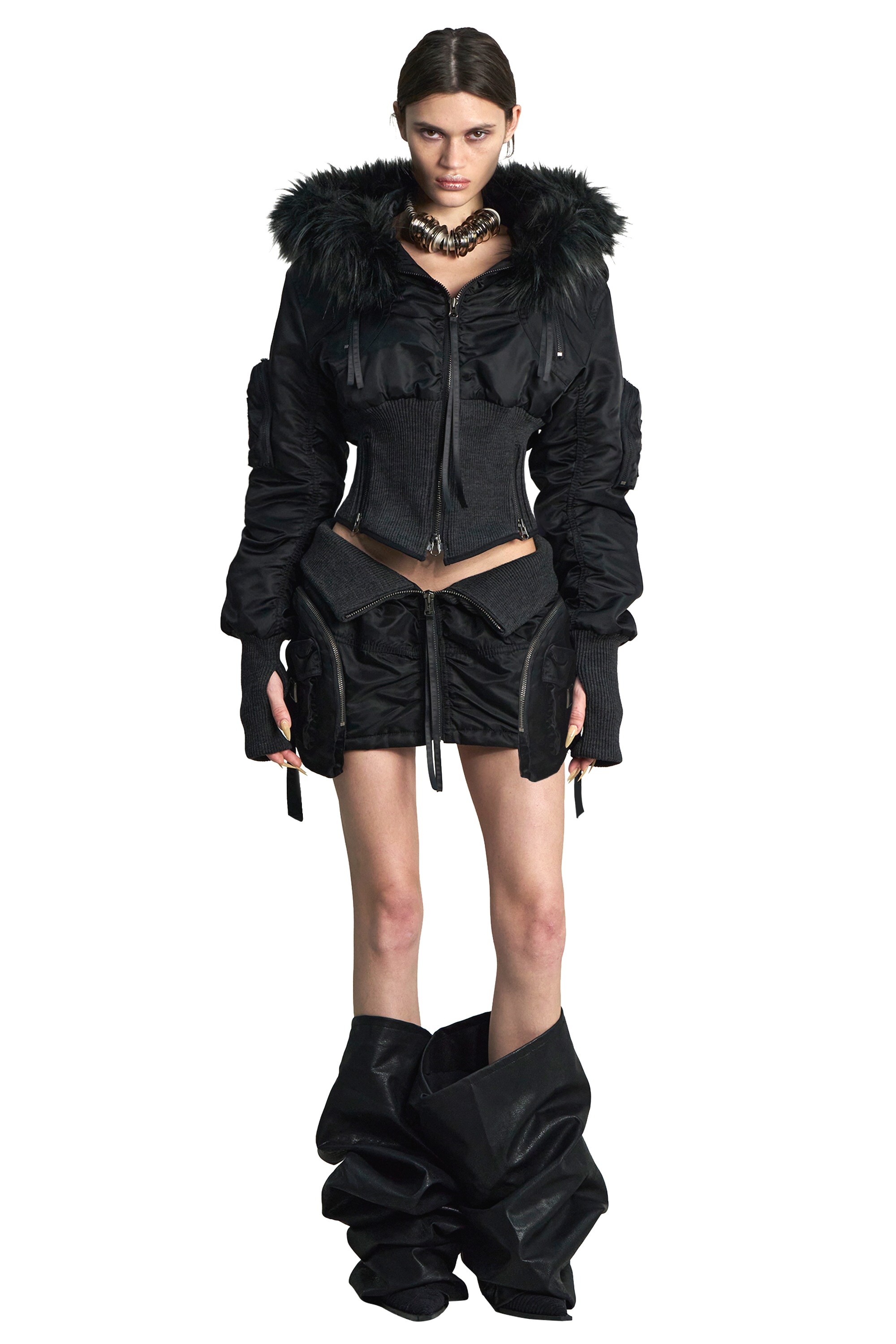 Voline Papped Zip Skirt