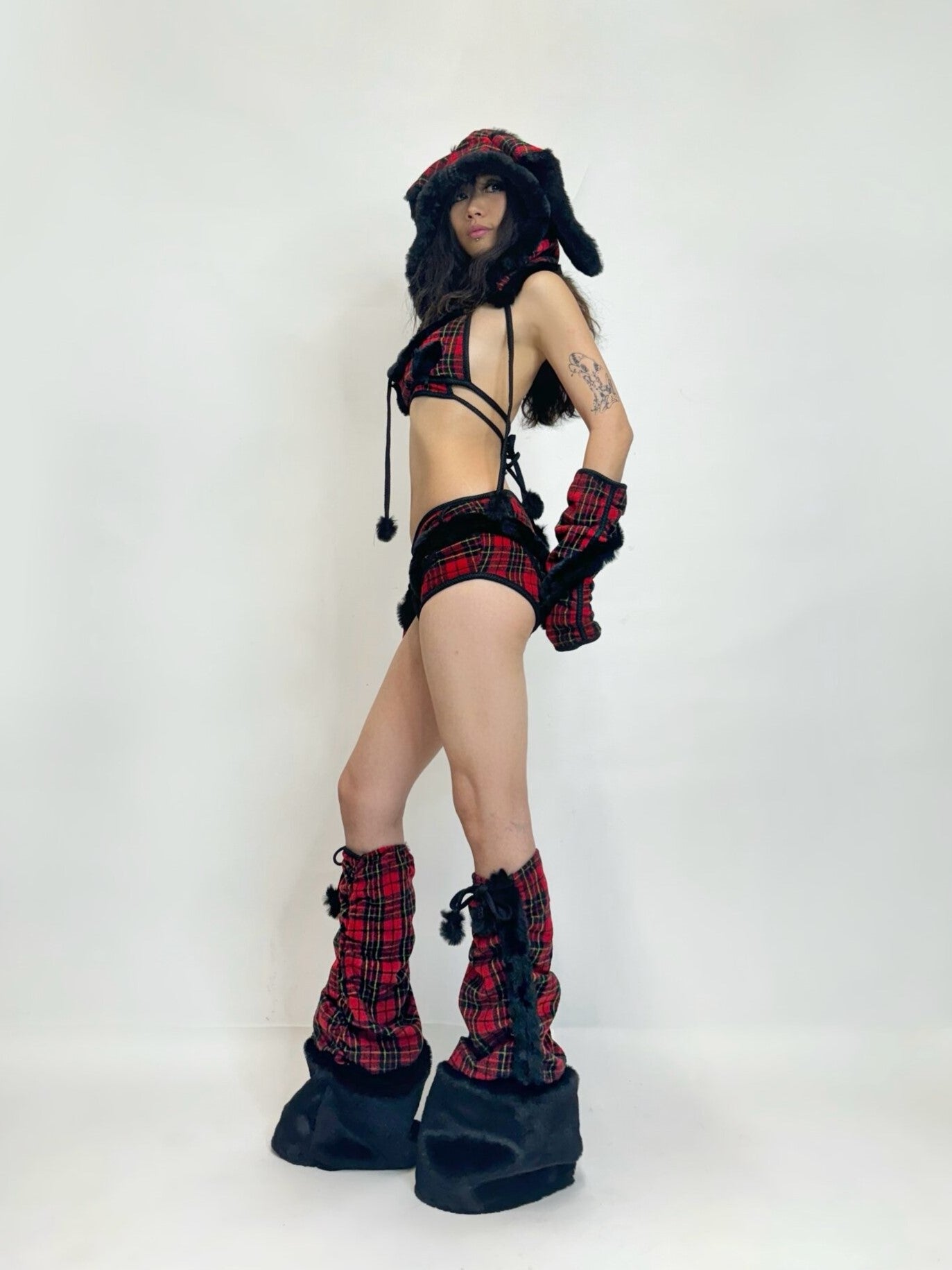 Red Black Plaid Bunny Set