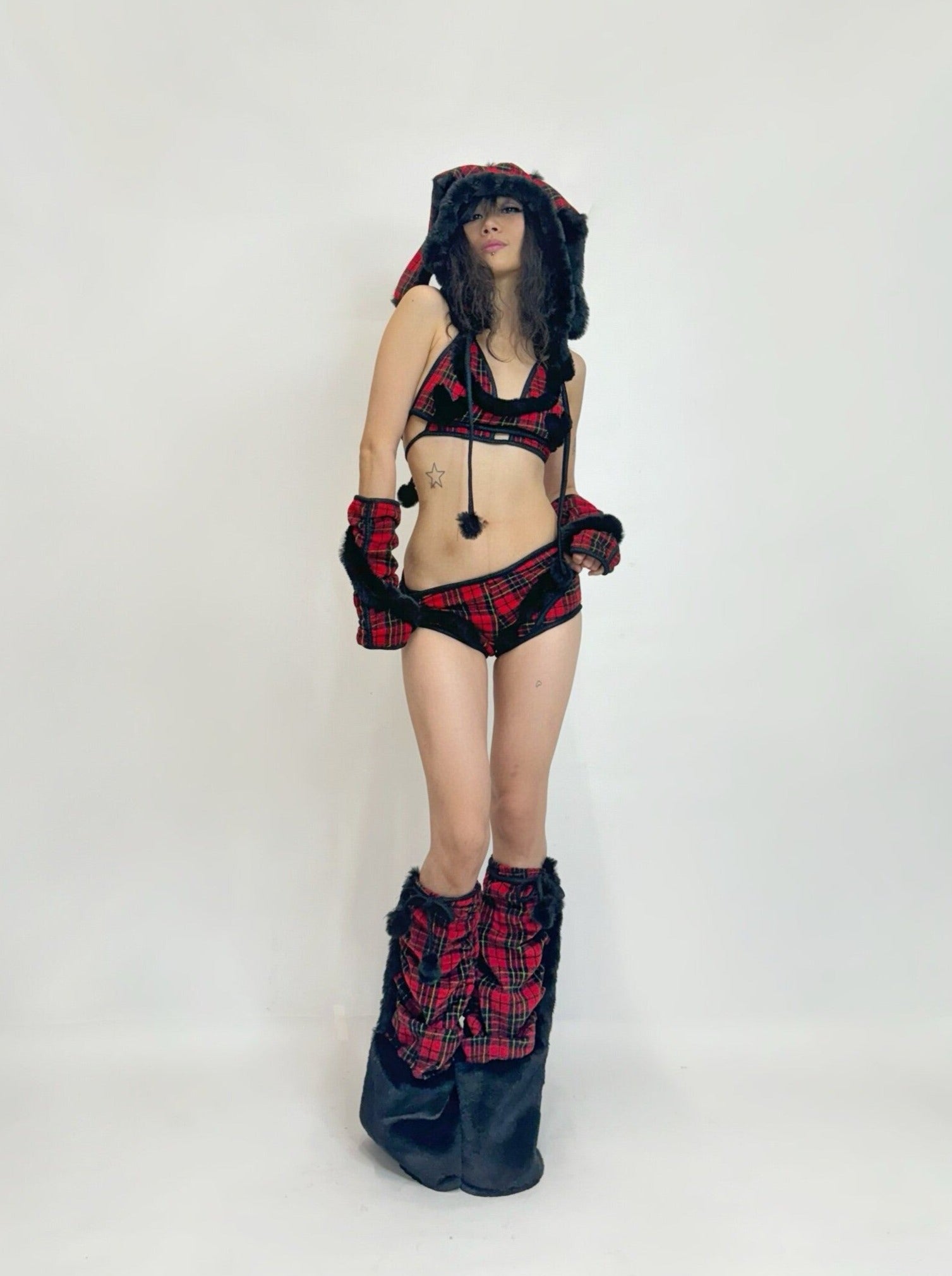 Red Black Plaid Bunny Set
