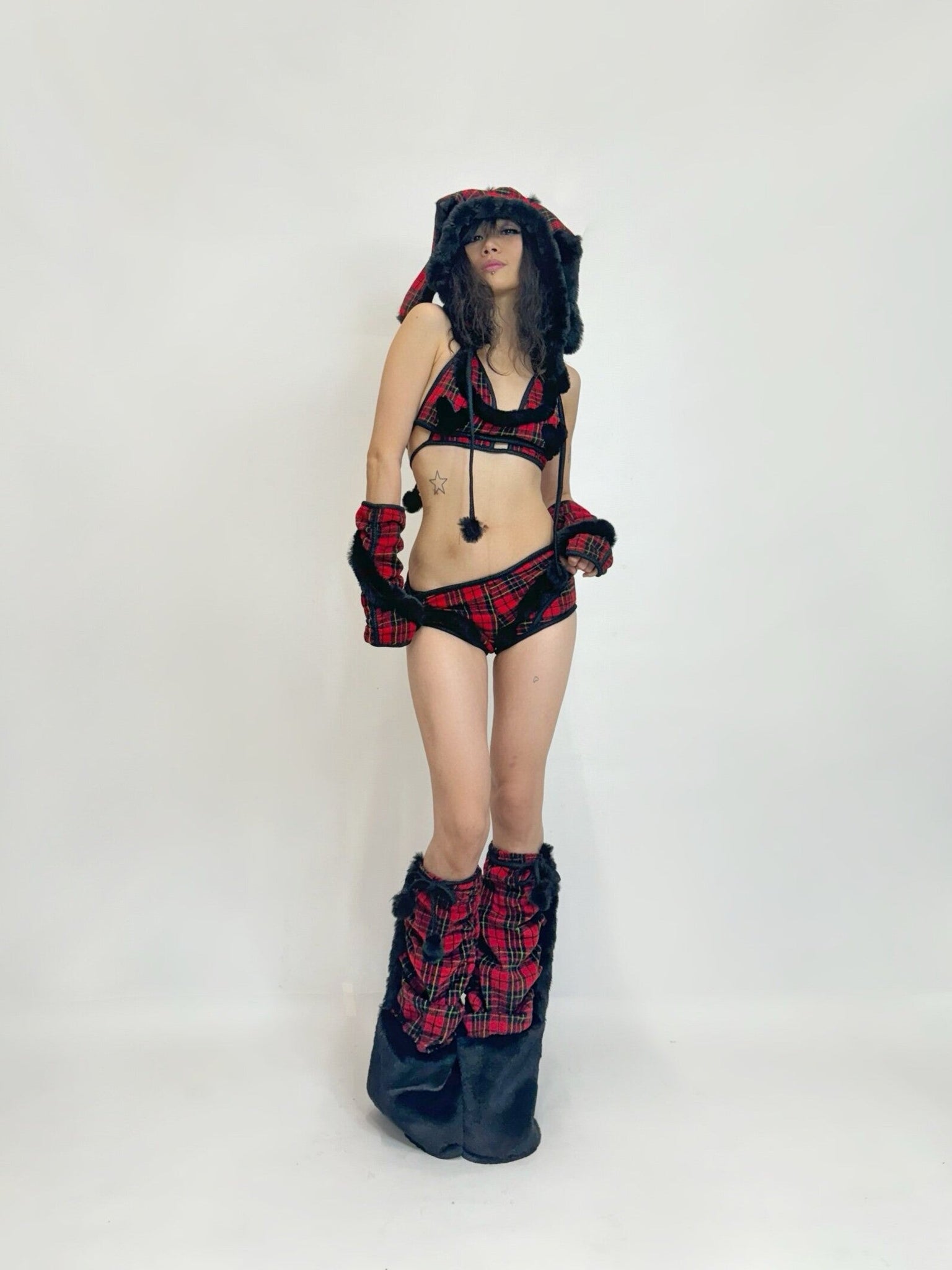 Red Black Plaid Bunny Set