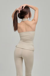 MIEN TOP SPAGHETTI STRAP HIGH NECK CREAM BACK