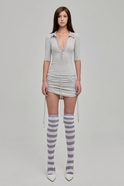 Tutor Striped Polo Grey