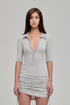 TUTOR DEEP V STRIPED POLO TOP GREY FRONT