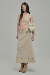 AMMO MAXI STUDDED SKIRT BEIGE SIDE
