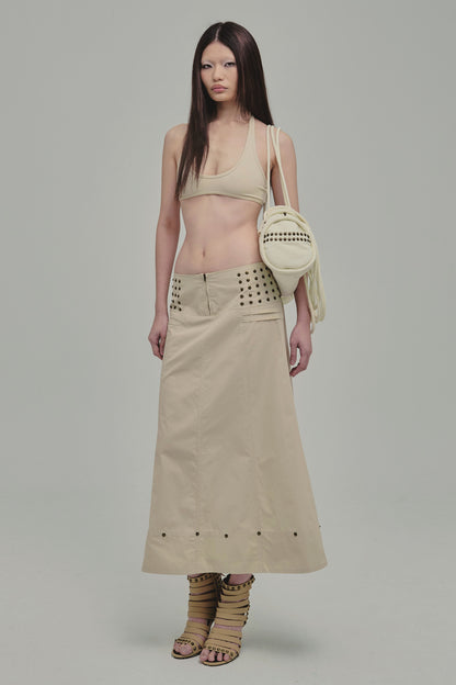 AMMO MAXI STUDDED SKIRT BEIGE SIDE
