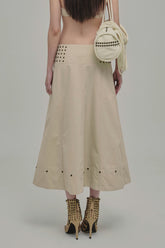 AMMO MAXI STUDDED SKIRT BEIGE BACK