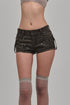 UTILITY MINI SHORTS WITH ZIPPERS COAL FRONT
