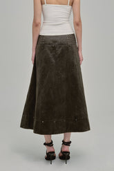 AMMO MAXI STUDDED SKIRT COAL BACK