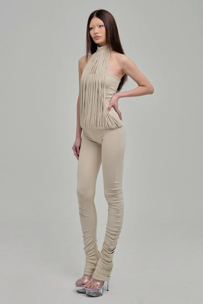 MIEN TOP SPAGHETTI STRAP HIGH NECK CREAM SIDE