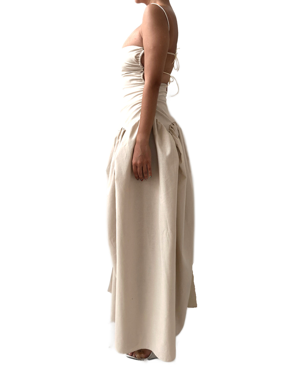 Open Back Cami Bubble Maxi Dress Office Ivory