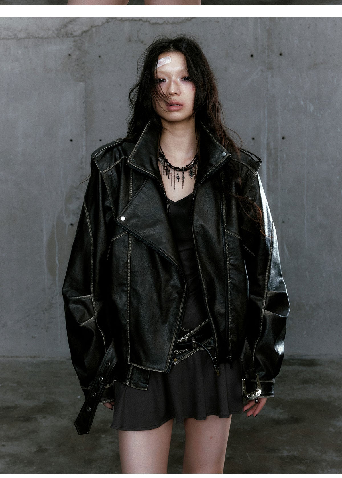 Black Panelled Leather Jacket