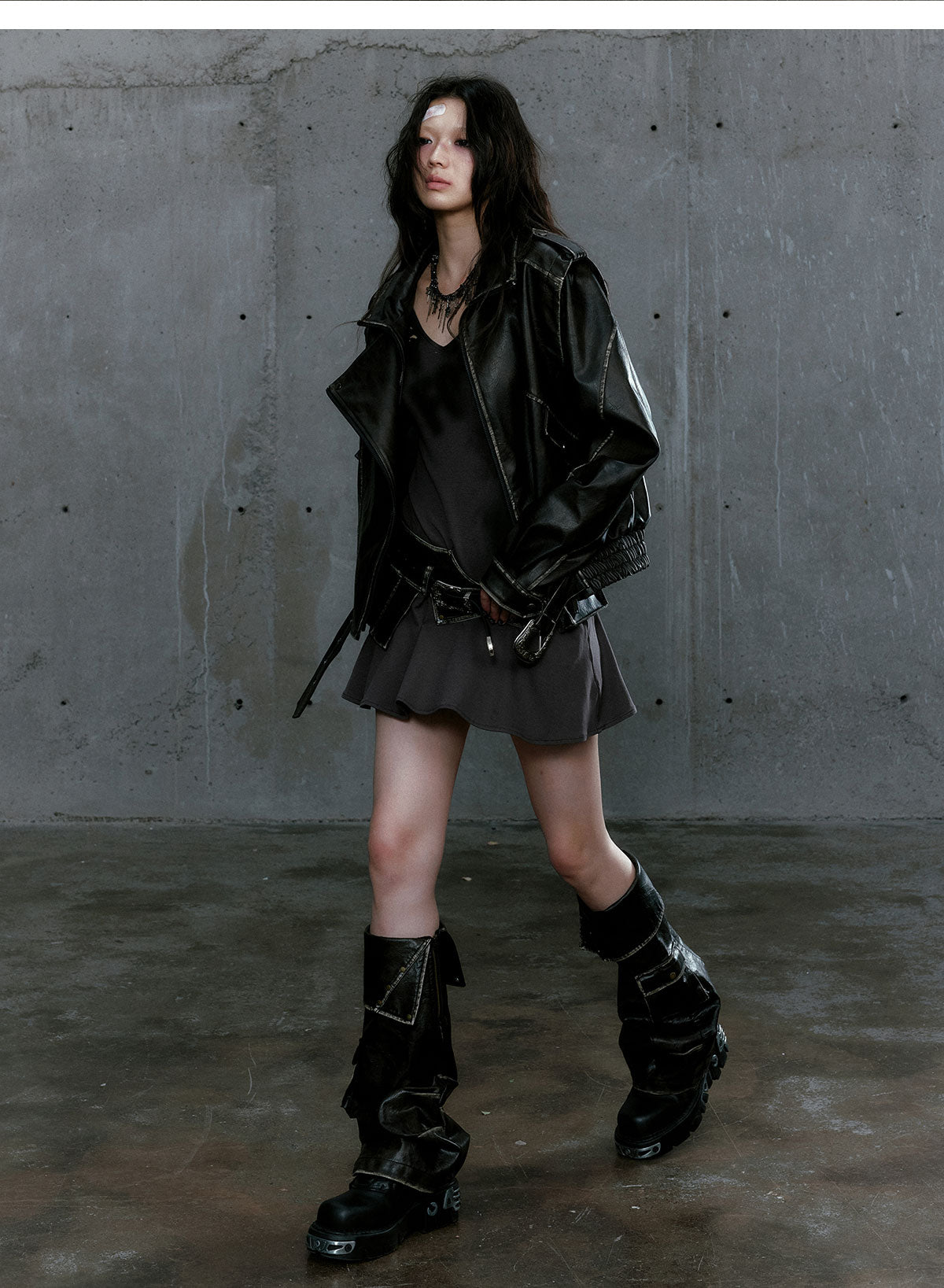 Black Panelled Leather Jacket