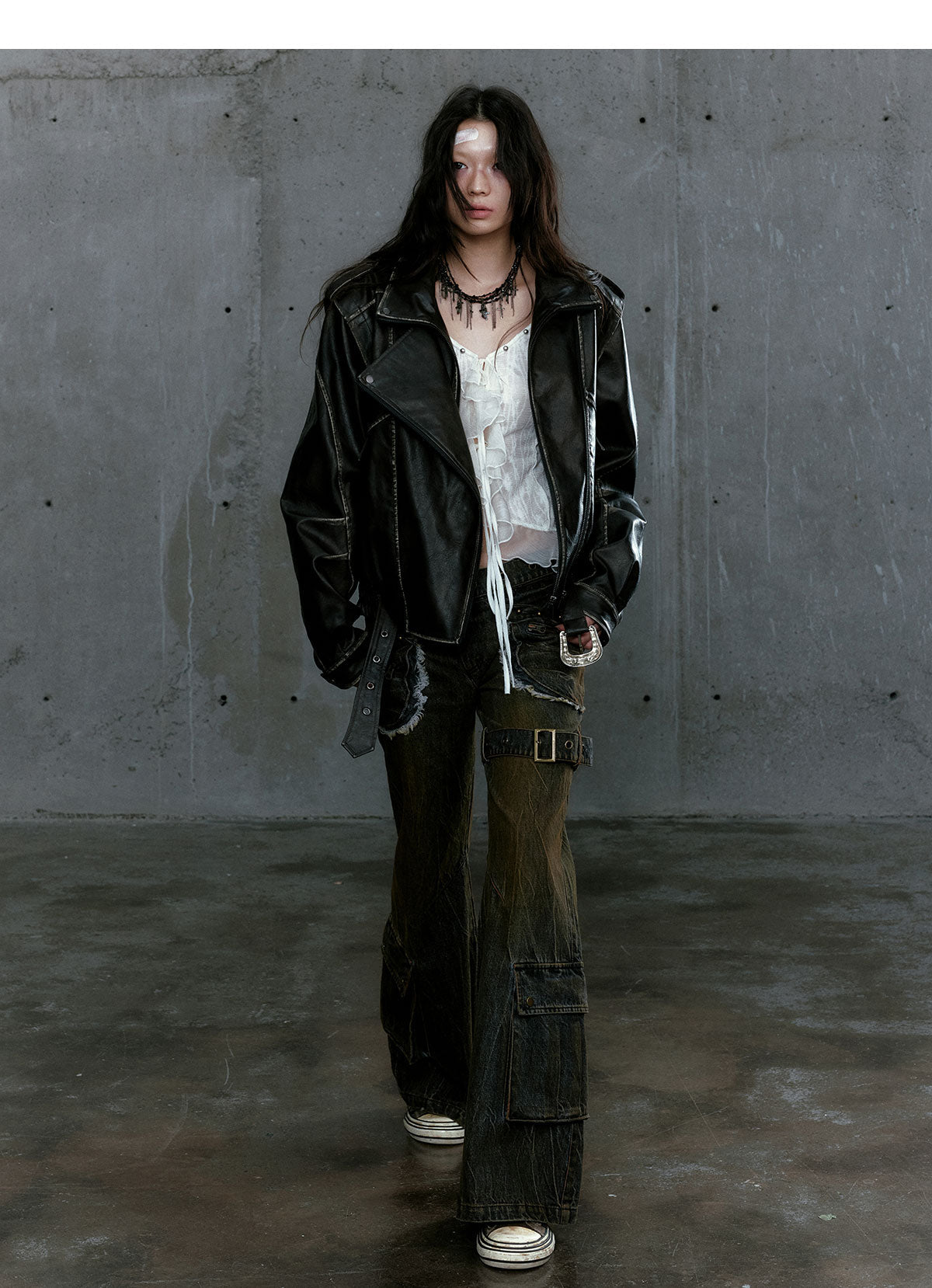 Black Panelled Leather Jacket