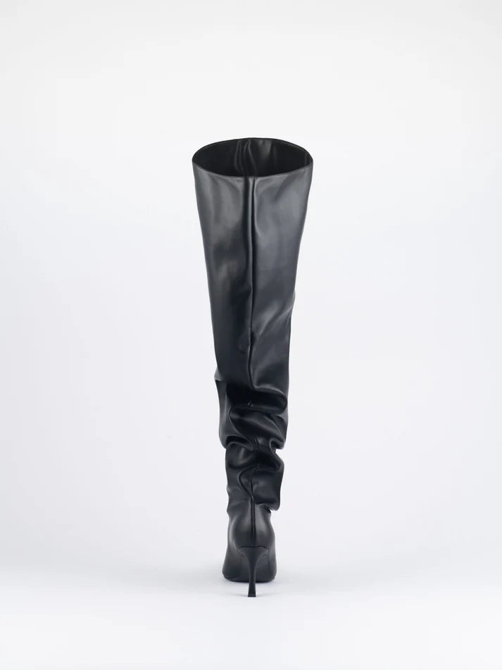 Young City Thigh High Trouser Boots - Black