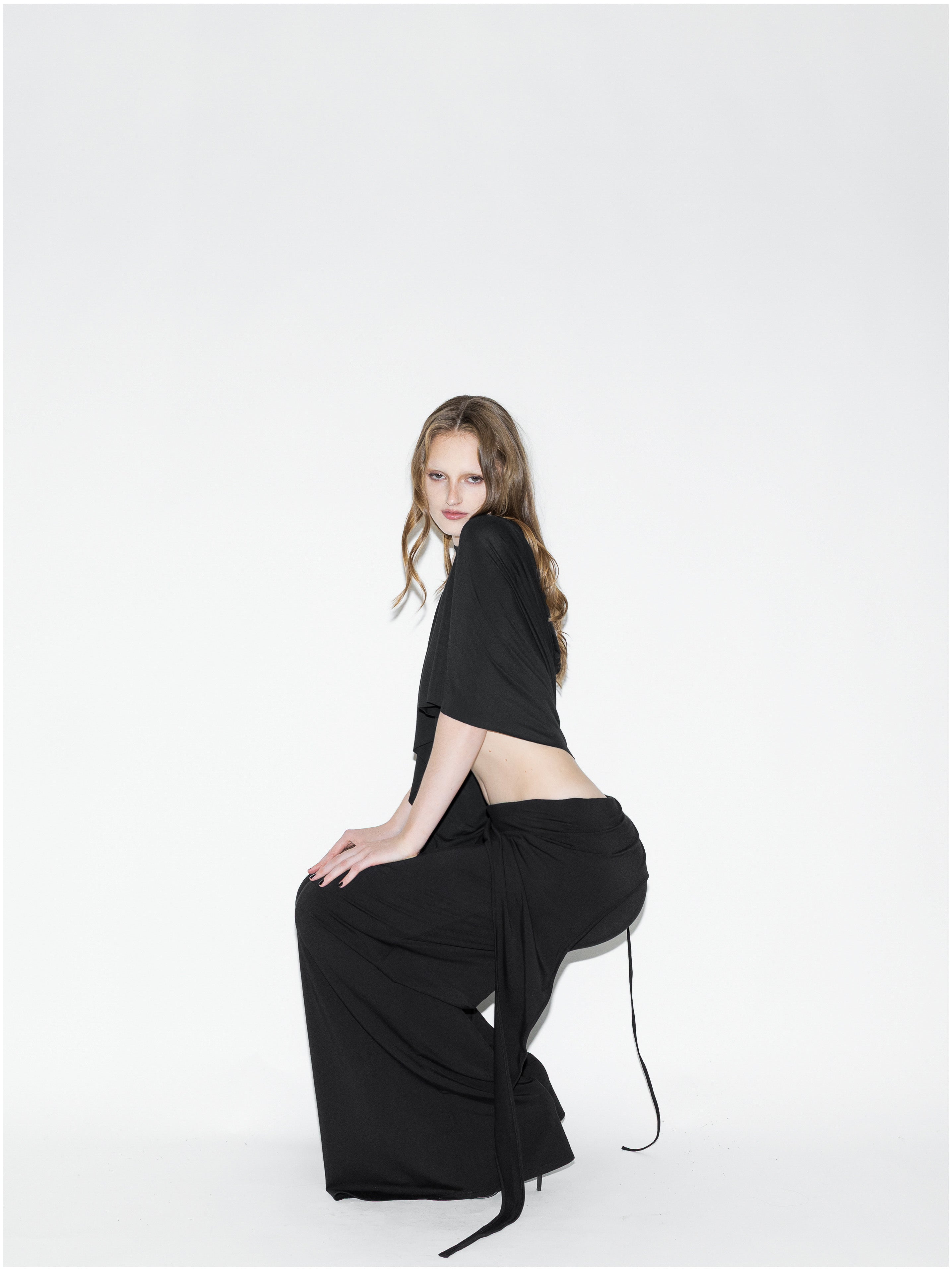 Draped Bat Pant Black