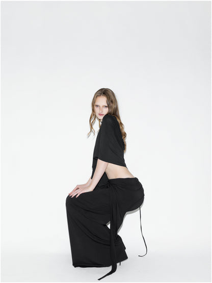Draped Bat Pant Black