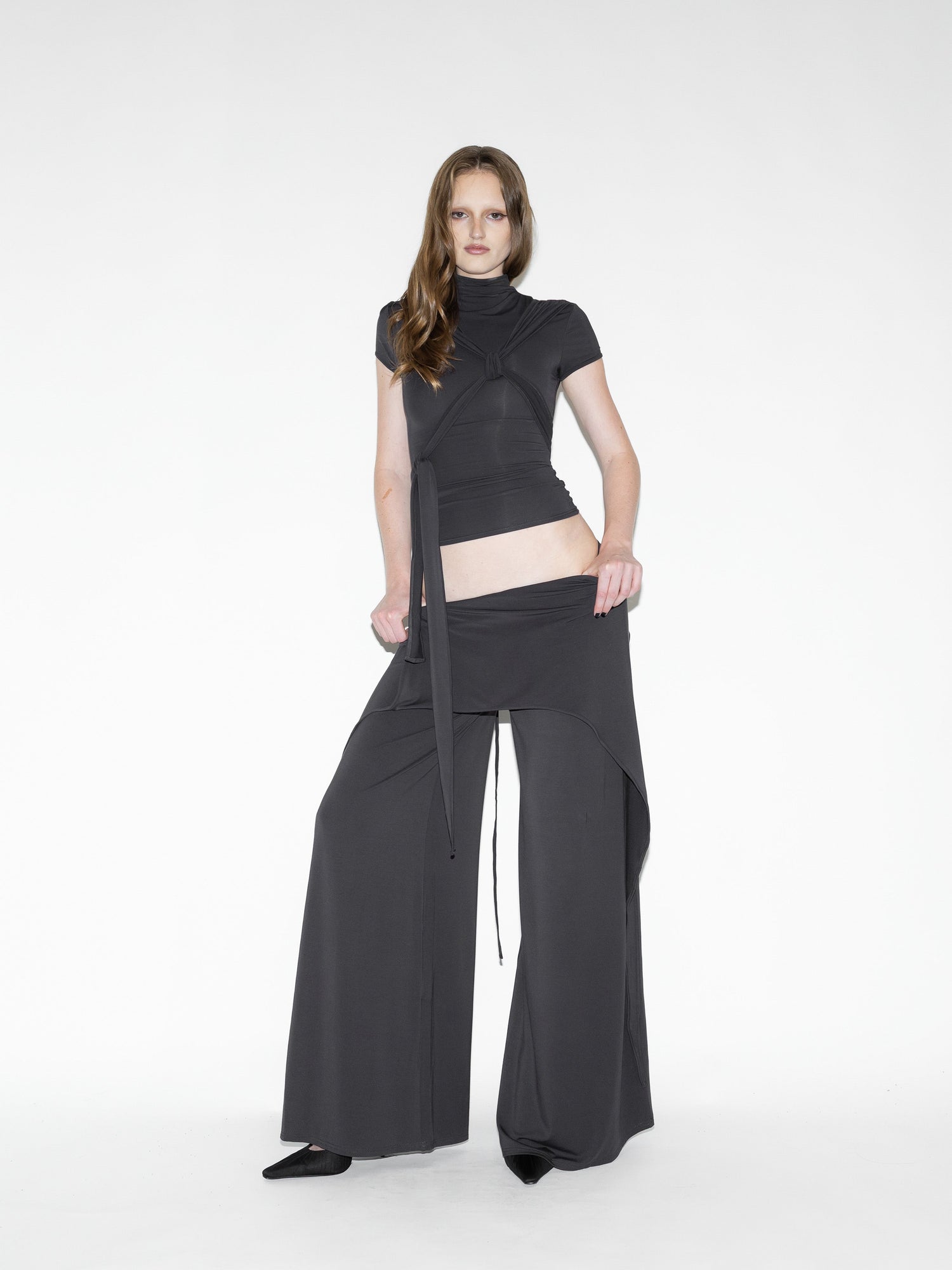 Draped Bat Pants Gray
