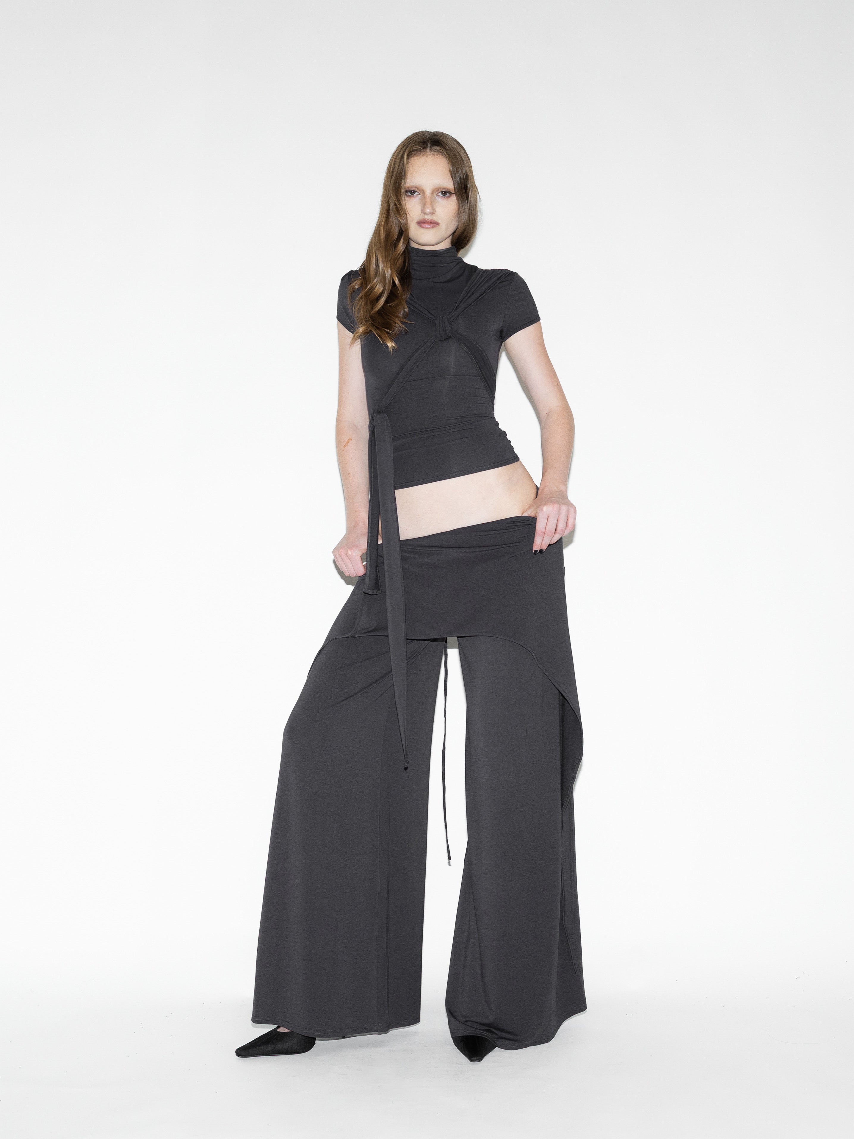 Draped Bat Pants Gray