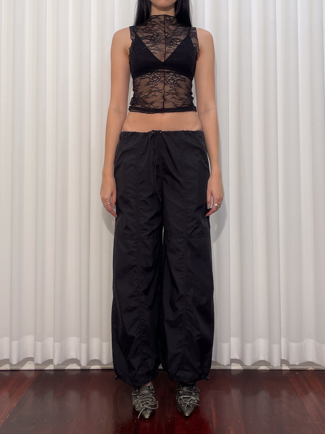 Black Drawstring Cargo Pants