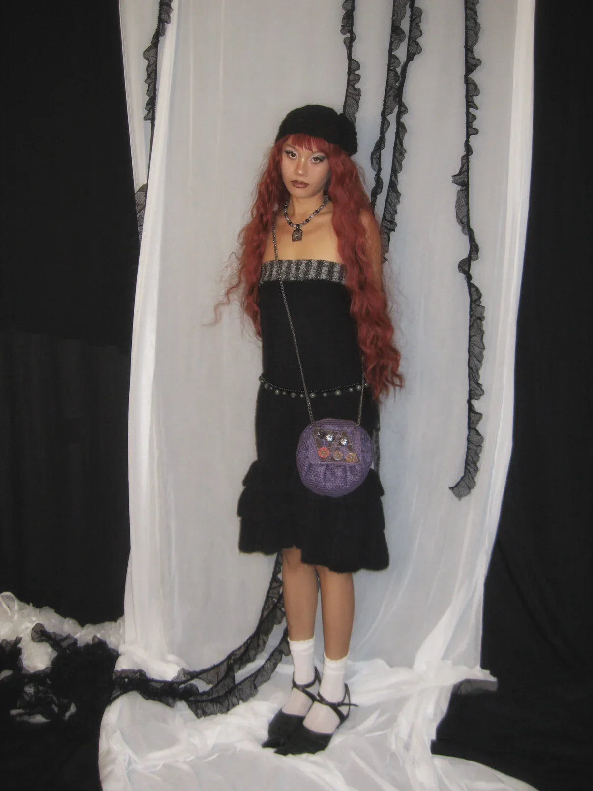 Black Ruffled Knit Mermaid Skirt