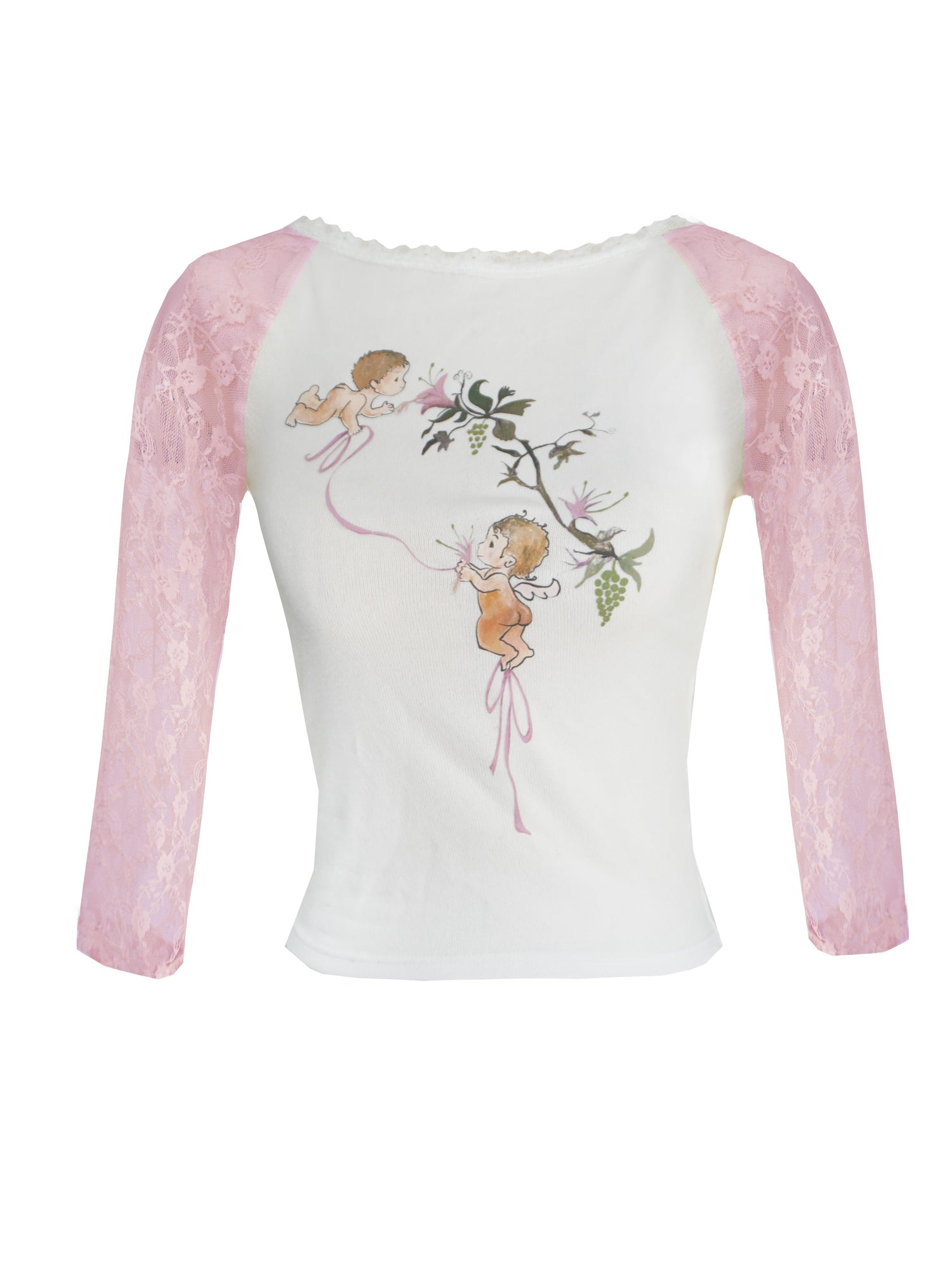 Cupid Print Lace Sleeve