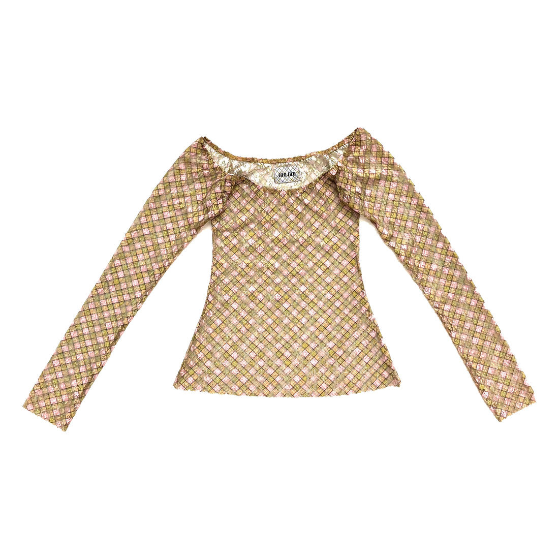 Plaid Lace Off Shoulder Top Fenlu