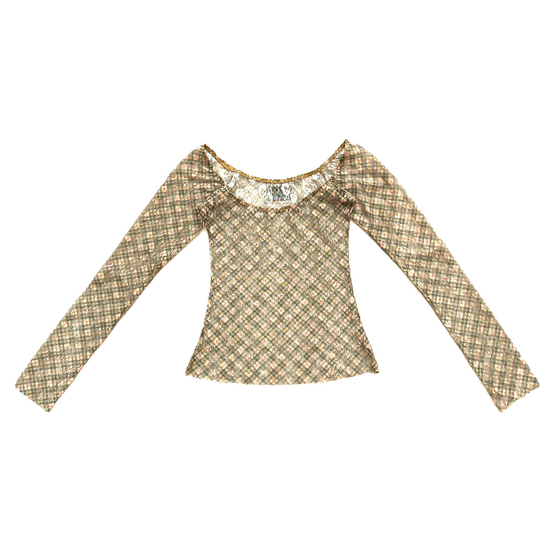 Plaid Lace Off Shoulder Top Spring