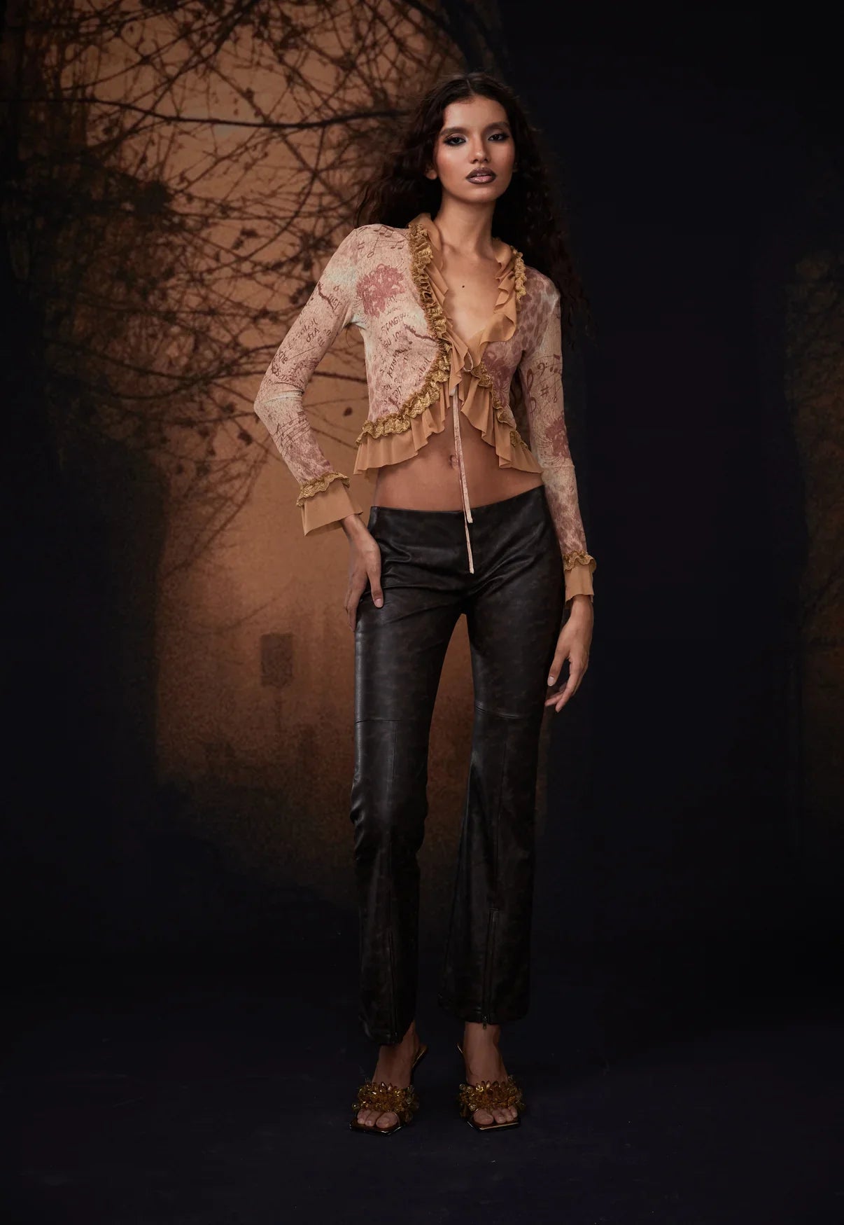 Floral Leopard Print Mesh Cardigan