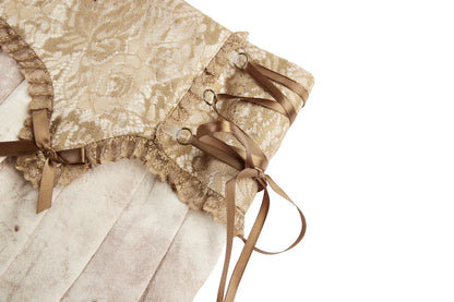 Grungy Lace Patchwork Mini Pleated Skort