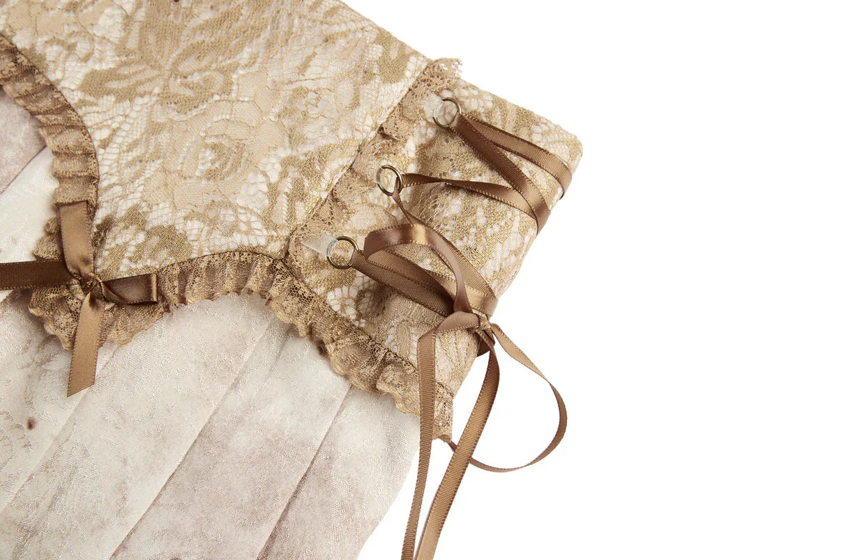 Grungy Lace Patchwork Mini Pleated Skort