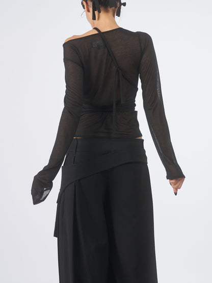 Harness Tie Top - Sheer Black