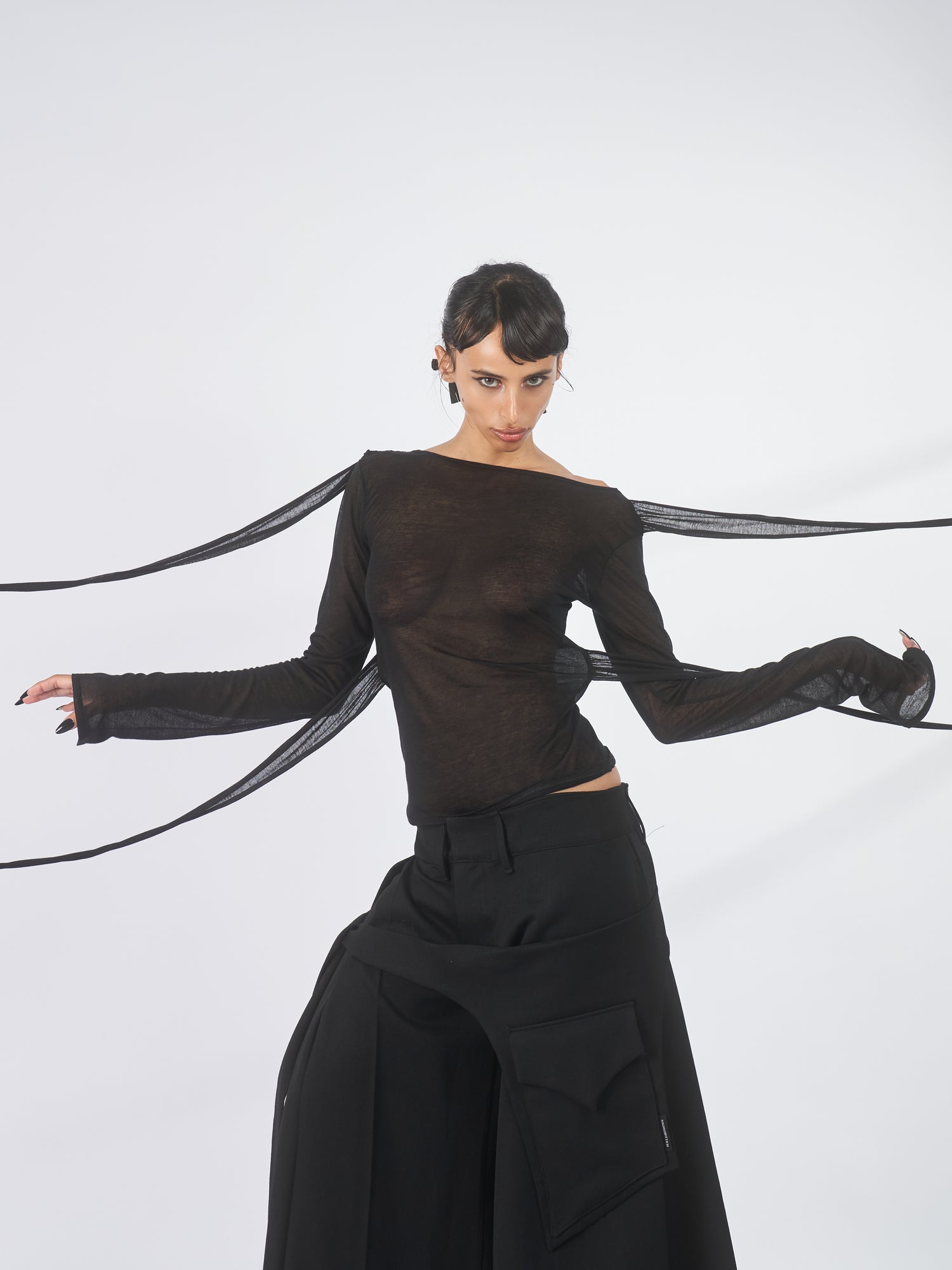 Harness Tie Top - Sheer Black