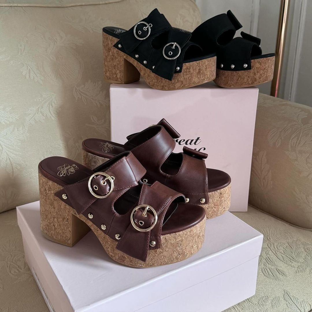 Ribbon Wedge Sole Sandals [2Colors]